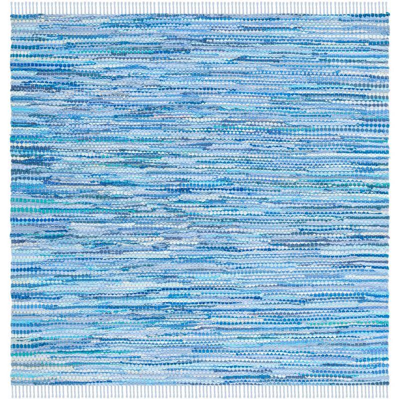 Montauk Blue Handwoven Cotton Square Area Rug