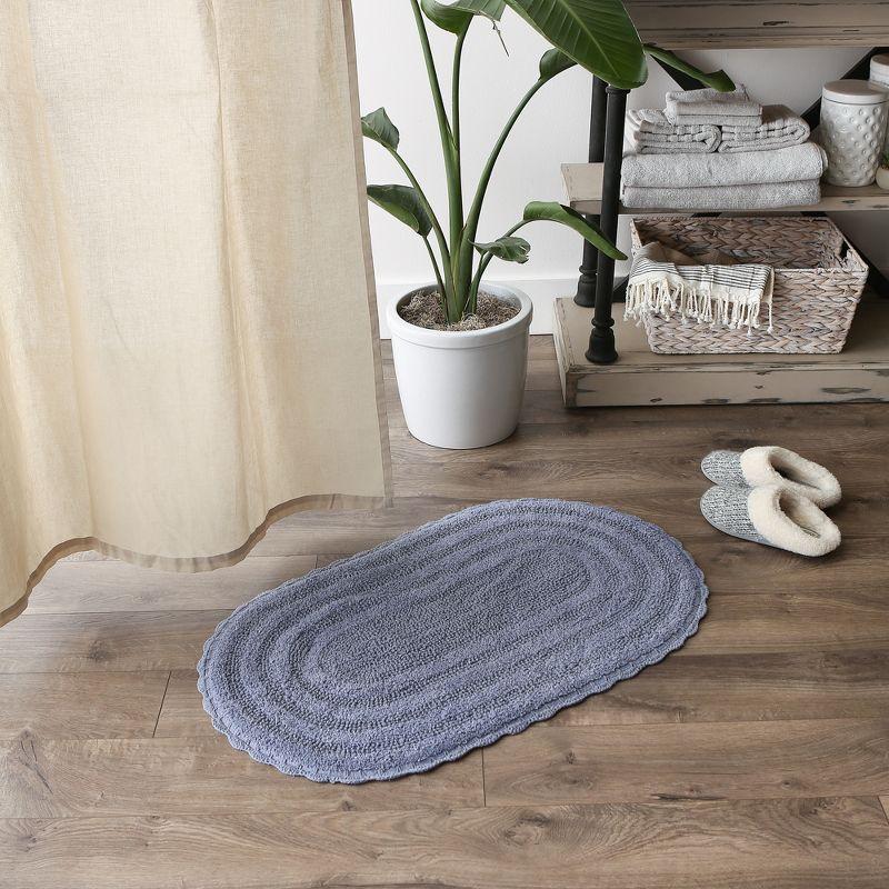 Design Imports Stonewash Blue Large Oval Crochet Bath Mat