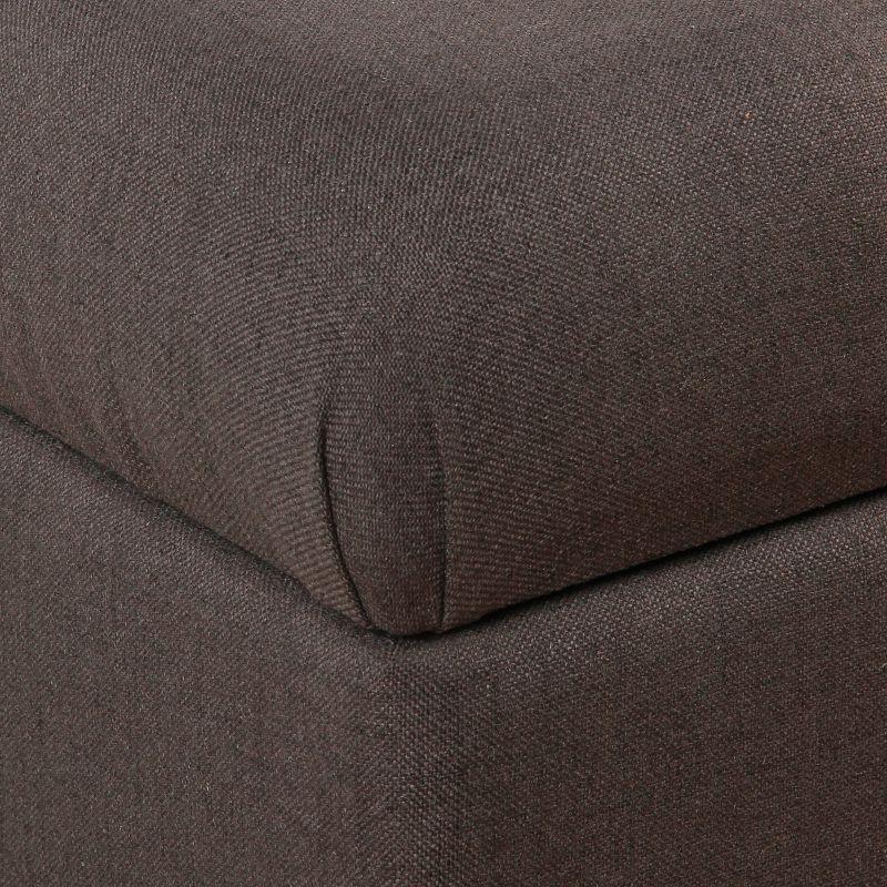 Ainsley Button Tufted Storage Bench Dark Charcoal Gray - HomePop: Upholstered Ottoman for Bedroom with Wood Legs