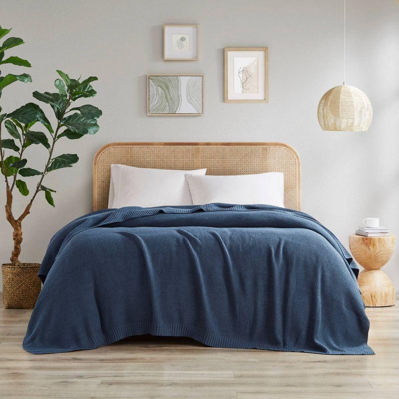 Twin Bree Knit Bed Blanket Indigo