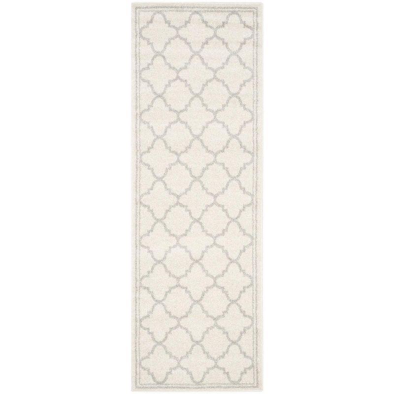 Geometric Beige and Light Grey Synthetic Easy-Care Runner Rug, 2'3" x 11'