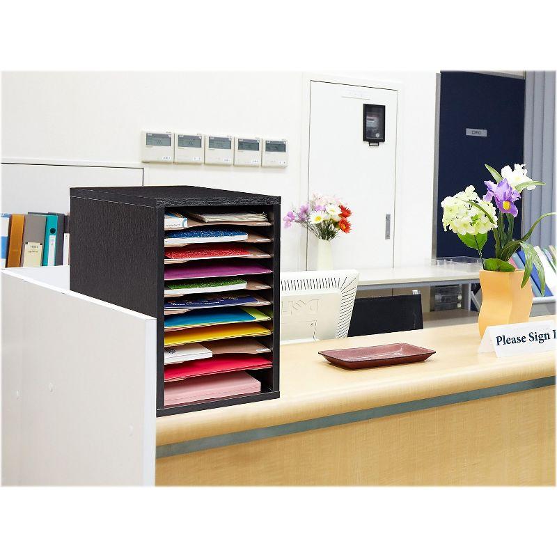 AdirOffice 500 Series 11 Compartment Wooden Literature Organizer  10.75" x 11.8" Black (500-11-BLK)