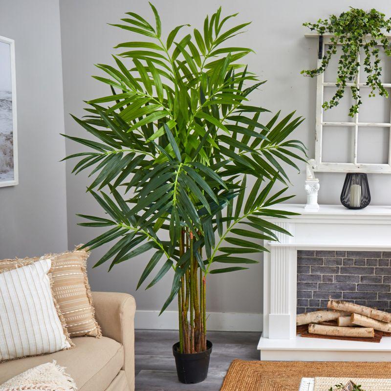 Nearly Natural 8' Artificial King Palm Tree in Pot Green - Lifelike, Indoor, No Assembly Required