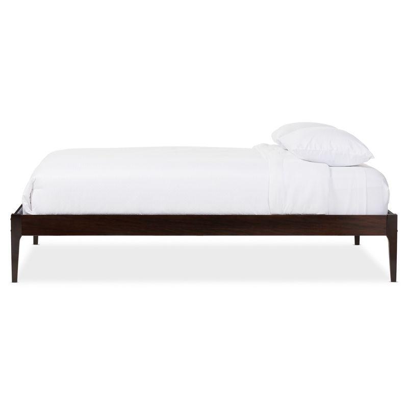 Queen Bentley Mid Century Modern Solid Wood Bed Frame Cappuccino/Dark Brown - Baxton Studio: Eco-Friendly, Rubberwood, No Box Spring Needed