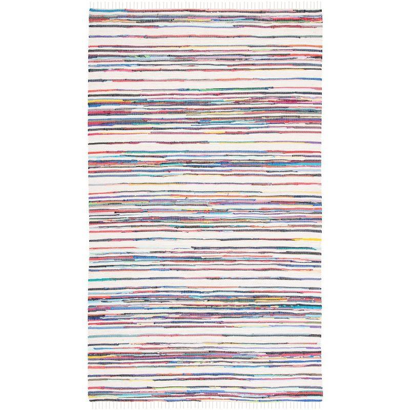 Rag Rug RAR126 Hand Woven Indoor Accent Rug - 4'x6' - Ivory/Multi - Safavieh
