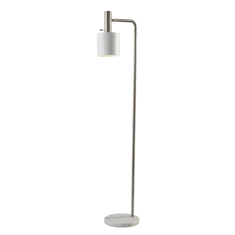 Emmett Adjustable Arc Floor Lamp in Brushed Steel with Marble Base