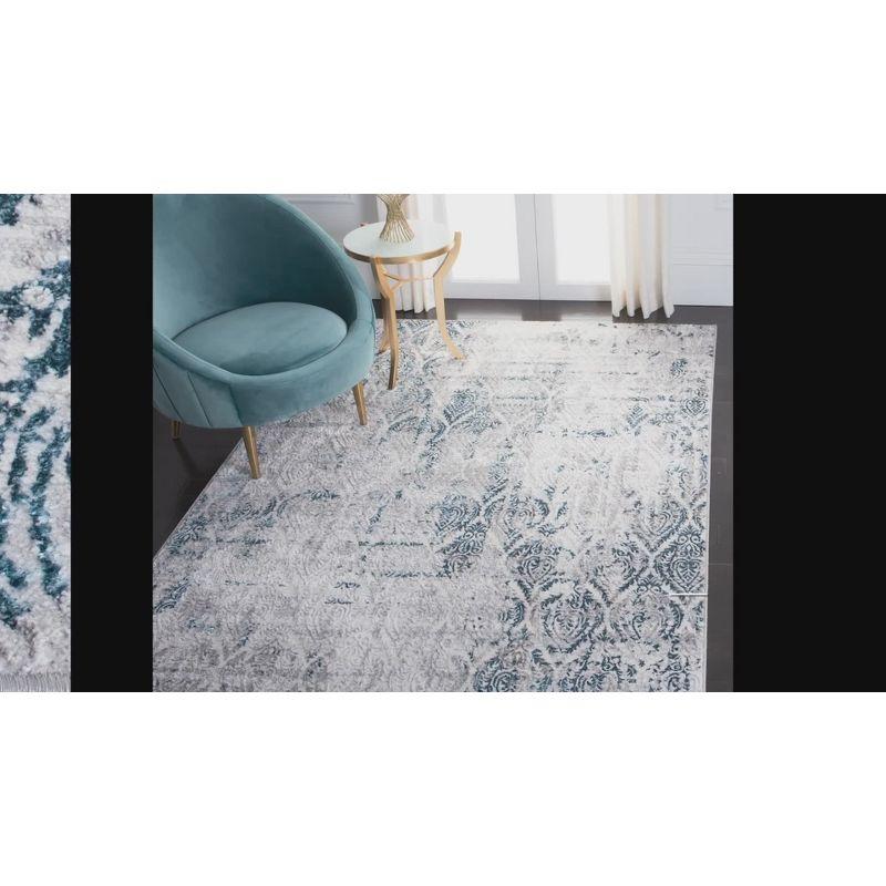 Gray Abstract Stain-Resistant Synthetic Area Rug 65" x 5"