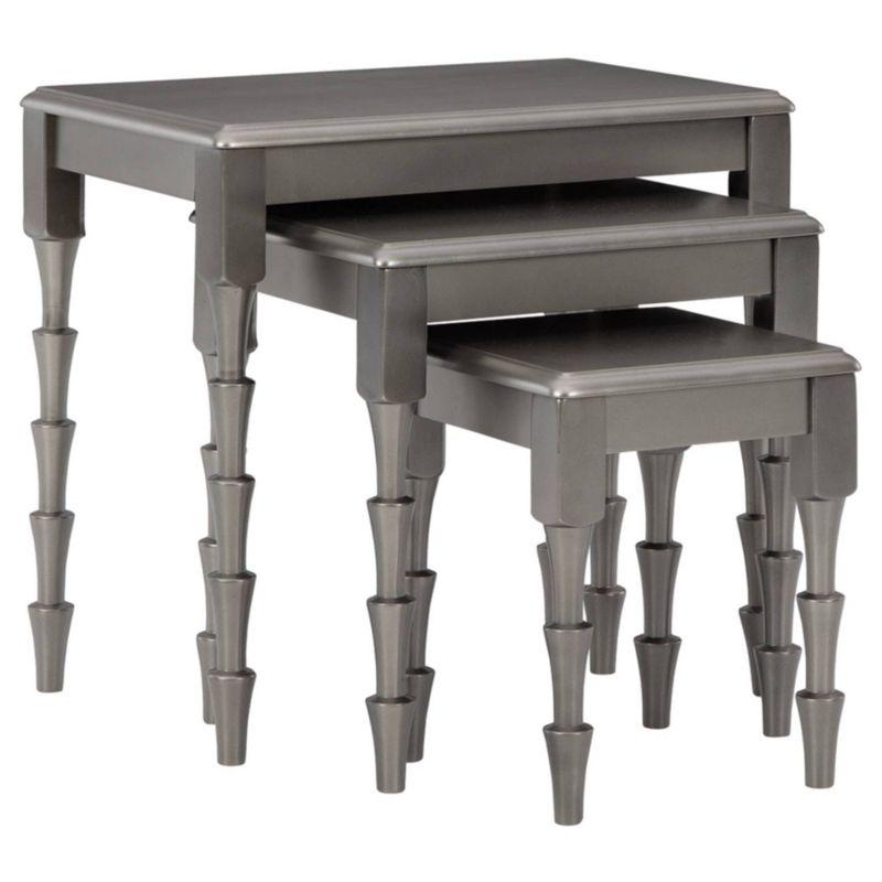 Metallic Gray Wood and Metal Nesting Side Tables Set