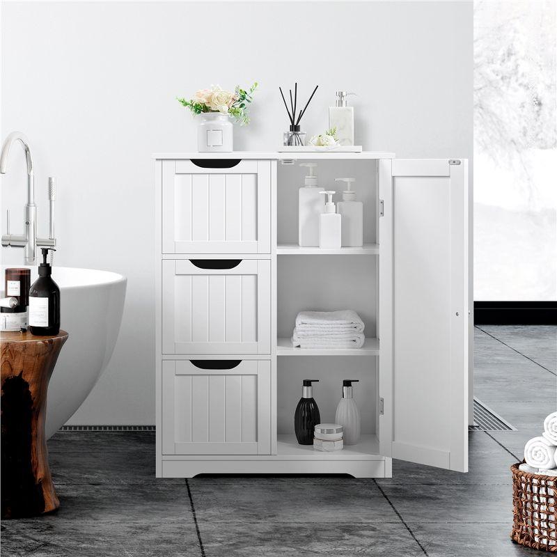 Yaheetech Free-Standing Bathroom Storage Cabinet Floor Cabinet White