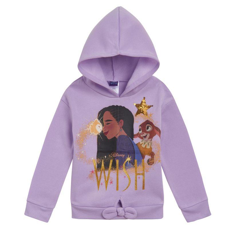 Disney Wish Asha Star Little Girls Fleece Pullover Hoodie and Jogger Pants Set Purple 6