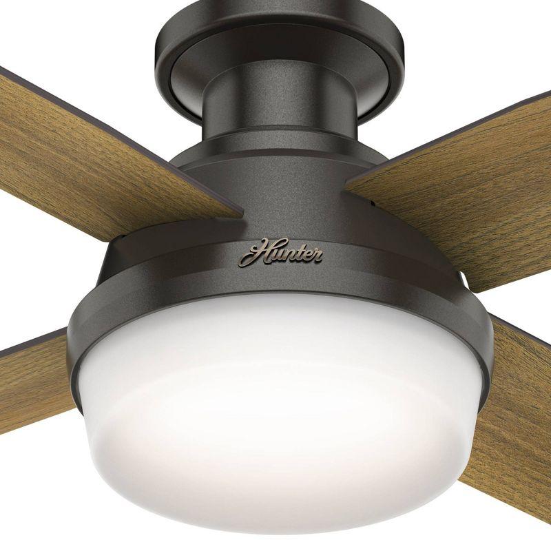 Hunter Fan Dempsey Low Profile 44" 4 - Blade Indoor Flush Mount Small Room Ceiling Fan with Lights and Remote