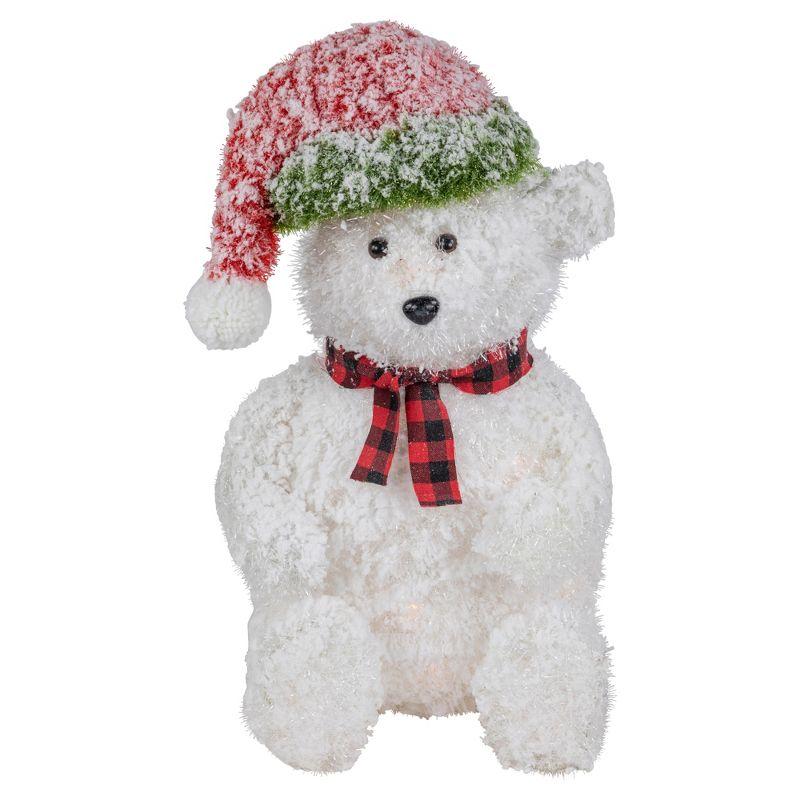 21" Lighted Snowy Polar Bear Christmas Lawn Decoration