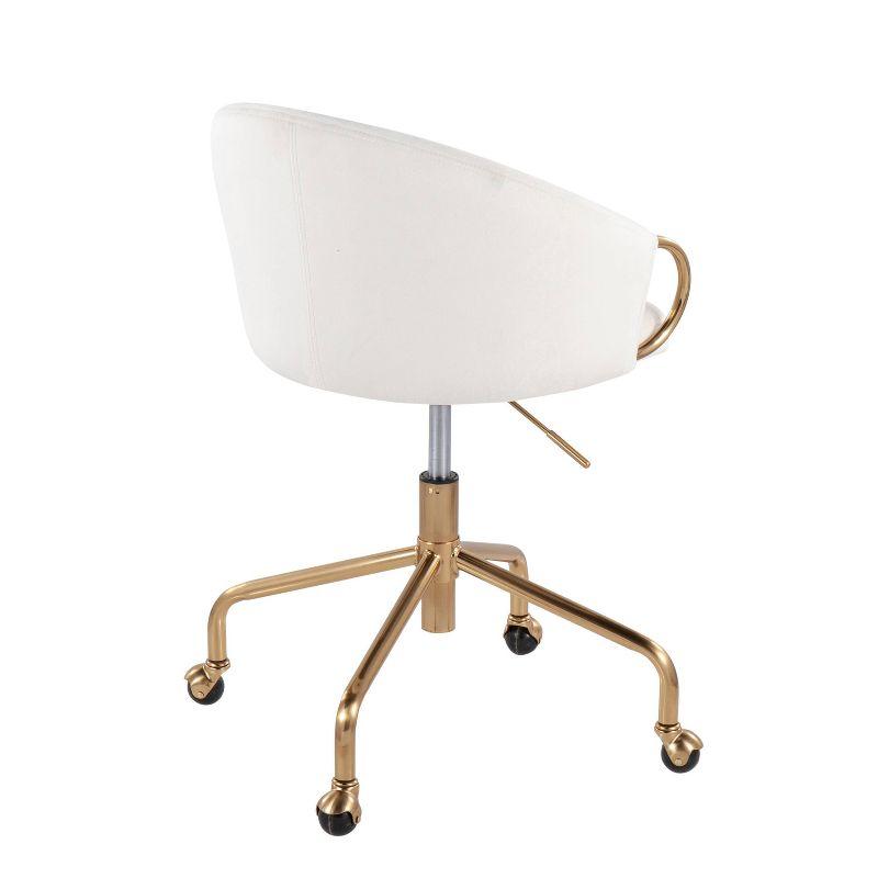 Claire Velvet Task Chair with Gold Armrests & Base, Adjustable Height - LumiSource