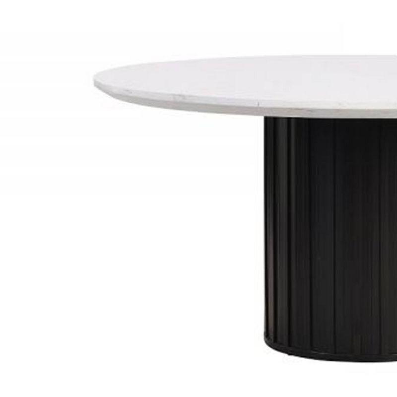 54" Jaramillo Dining Table Engineering Marble Top Black Finish - Acme Furniture: Elegant Rectangular Kitchen Table, Metal Pedestal Base