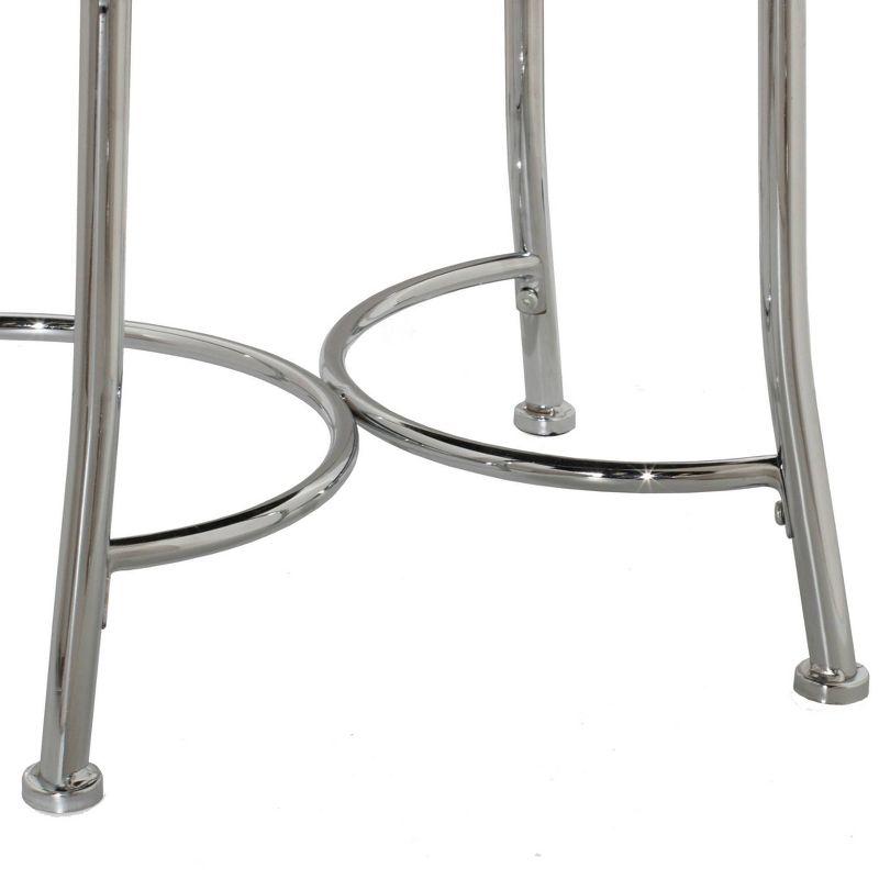 18" Venice Metal Backless Vanity Stool with Faux Diamond Band Silver - Hillsdale Furniture: Chrome Bun Feet, Polyester Upholstery