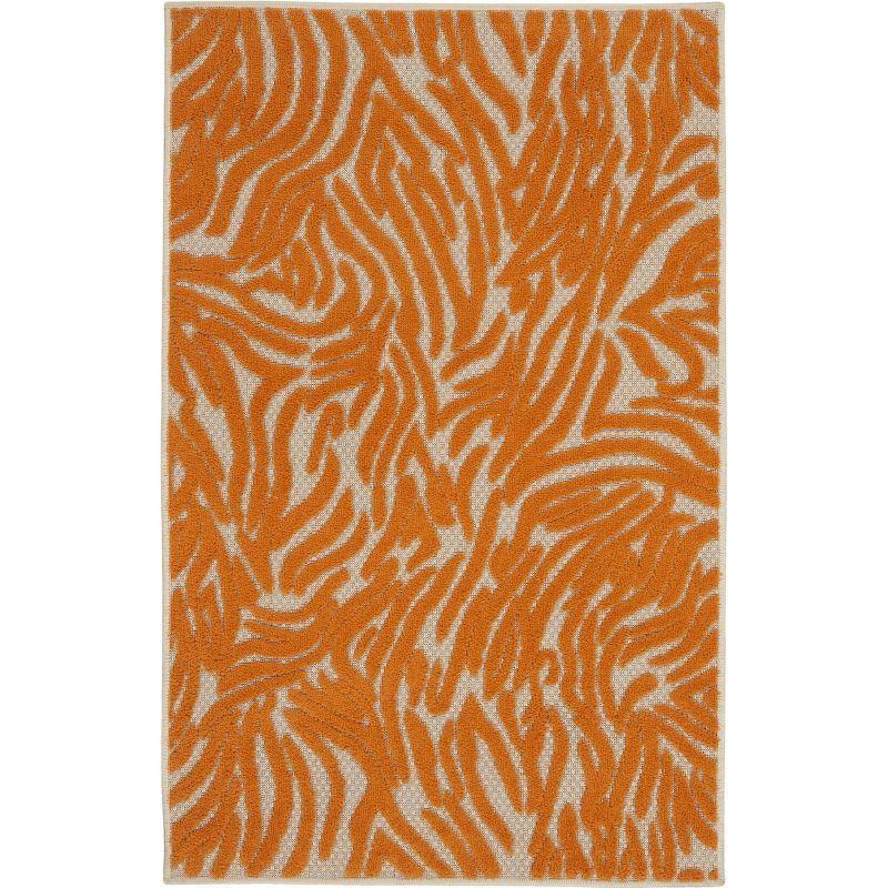 Sunlit Zebra Orange 5' x 7' Reversible Outdoor Area Rug