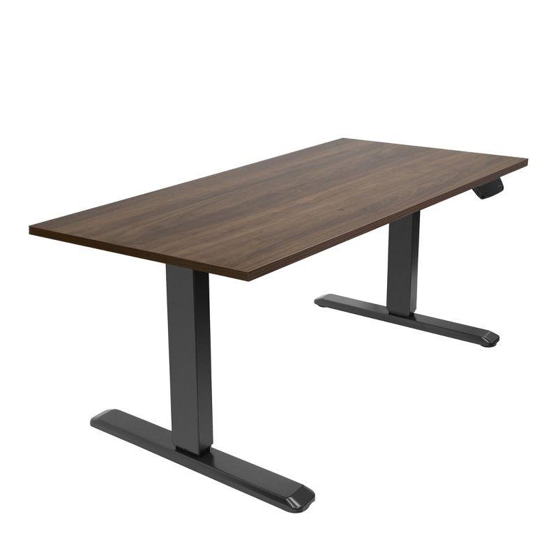 Adrift Brown Adjustable Height Sit-Standing Desk with Black Base