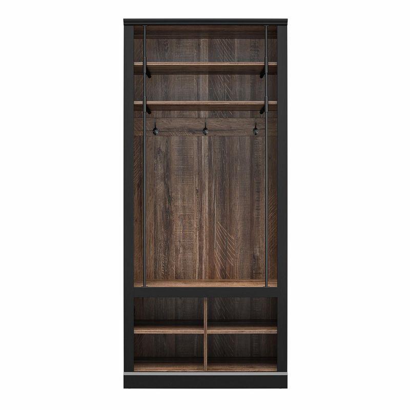 Hoffman Black and Walnut Hall Tree with Storage Cubbies