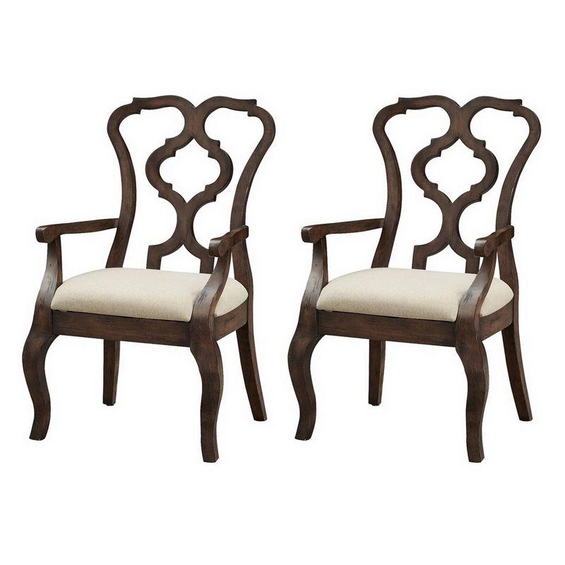 Chateau Brown Upholstered High-Back Dining Arm Chair - Set of 2