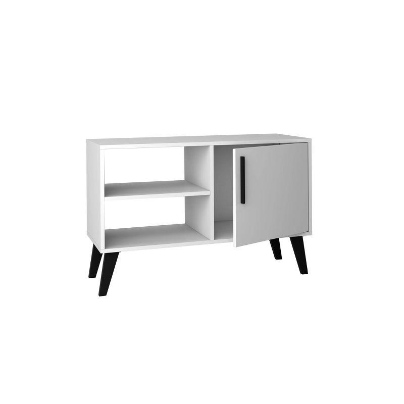 Manhattan Comfort 35.43" Amsterdam TV Stand for TVs up to 42" White: Modern Console with Fixed Shelves