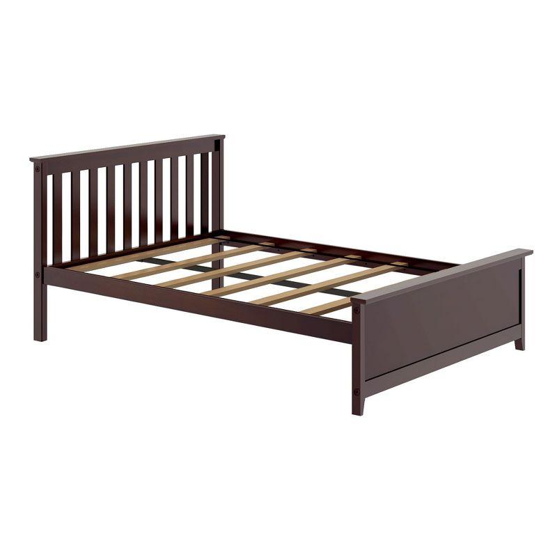 Espresso Pine Full Size Platform Bed Frame with Headboard