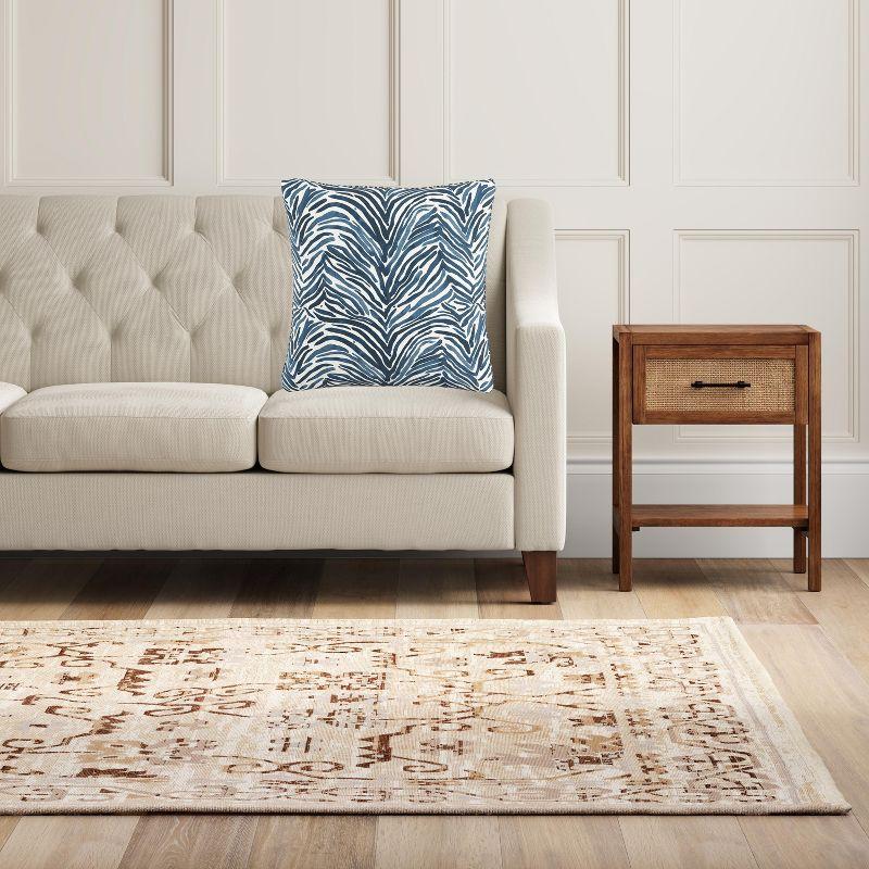 Blue Zebra Throw Pillow (20"x20") - Skyline Furniture: Mid-Century Modern, Indoor Linen & Cotton, Zippered Cover