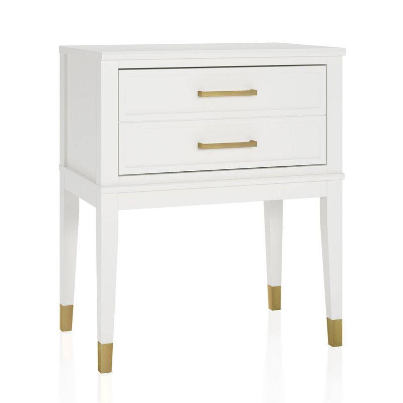 Westerleigh Sophisticated White End Table with Gold Accents