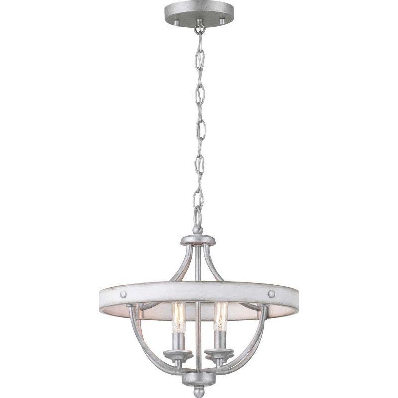 Progress Lighting Gulliver 4-Light Semi-Flush Galvanized Ceiling Light, Wood Grained Texture Shade