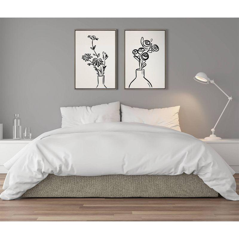 Minimalist Black and White Floral Canvas Art Set