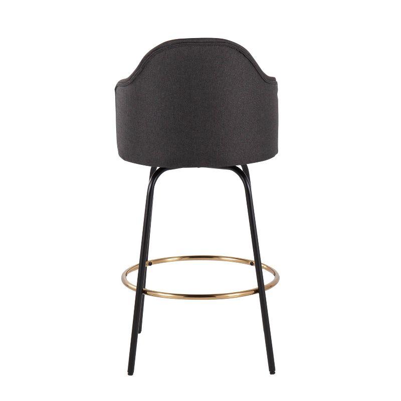 Set of 2 Ahoy Counter Height Barstools with Swivel Seat, Metal Frame - LumiSource: Upholstered, Fixed Height