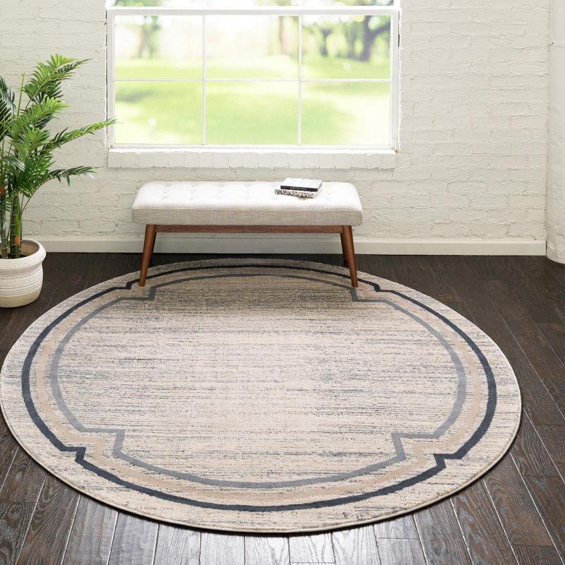 Unique Loom Oasis Collection Area Rug - Fountain (4'  Round Gray/Ivory)