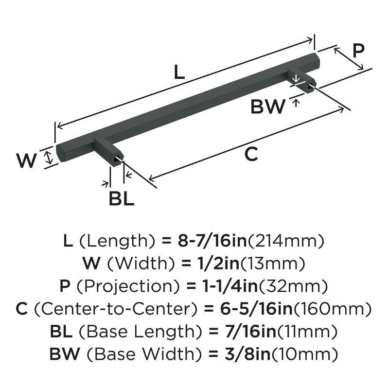 Amerock Caliber 6-5/16 inch (160mm) Center-to-Center Matte Black Cabinet Pull