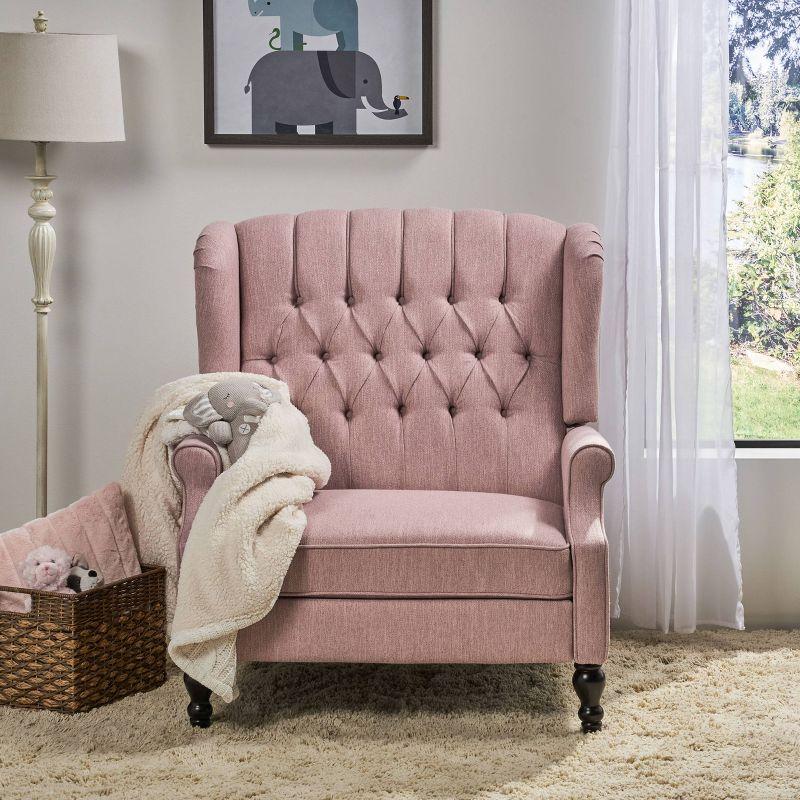 Appaloosa Oversized Wingback Press-Back Recliner Pink - Christopher Knight Home: Chic Tufted, Nailhead Trim, Polyester Upholstery