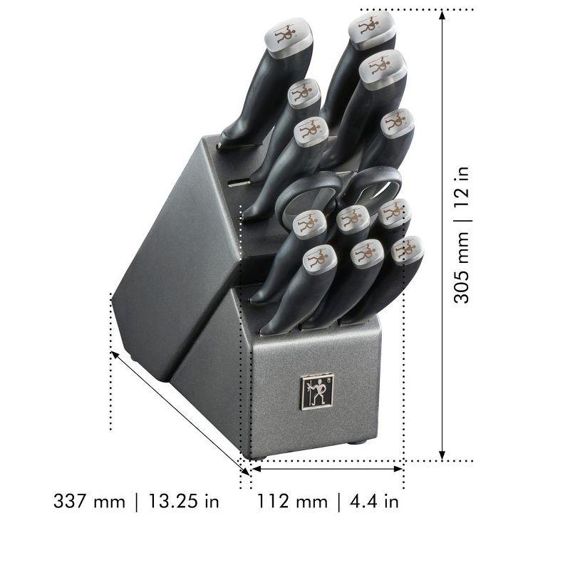 HENCKELS HENCKELS Silvercap 14 Piece Knife Set with Block, Chef Knife, Paring Knife, Utility Knife, Bread Knife, Steak Knife, Black, Stainless Steel