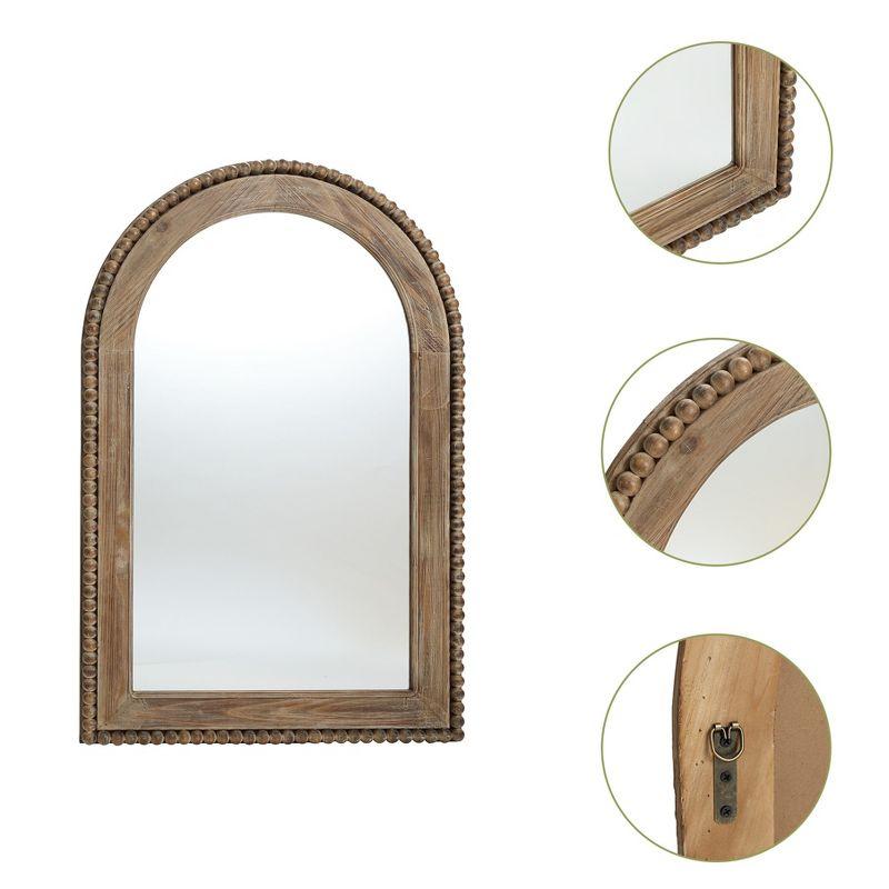 LuxenHome Wood Framed Arch Window Wall Mirror Brown