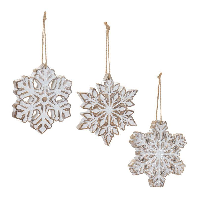 Melrose Glittered Snowflake Ornament (Set of 3)