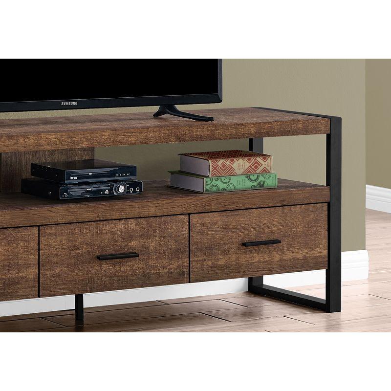 Monarch Specialties 59" TV Stand in Brown Reclaimed Wood Look with 3 Drawers