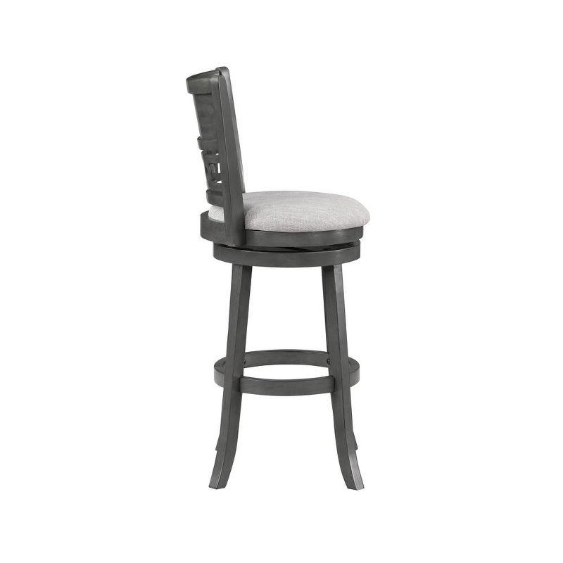 New Classic Furniture, Gia 29" Solid Wood Swivel Bar Stool with Fabric Seat in Gray, Gray