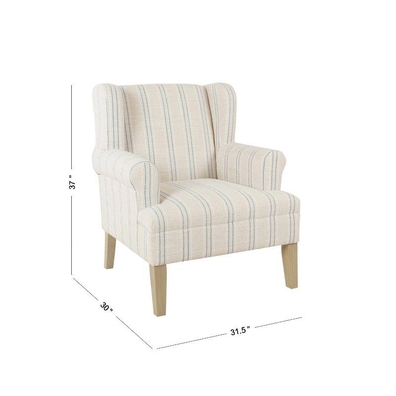 Emerson Striped Wingback Accent Chair in Blue and White