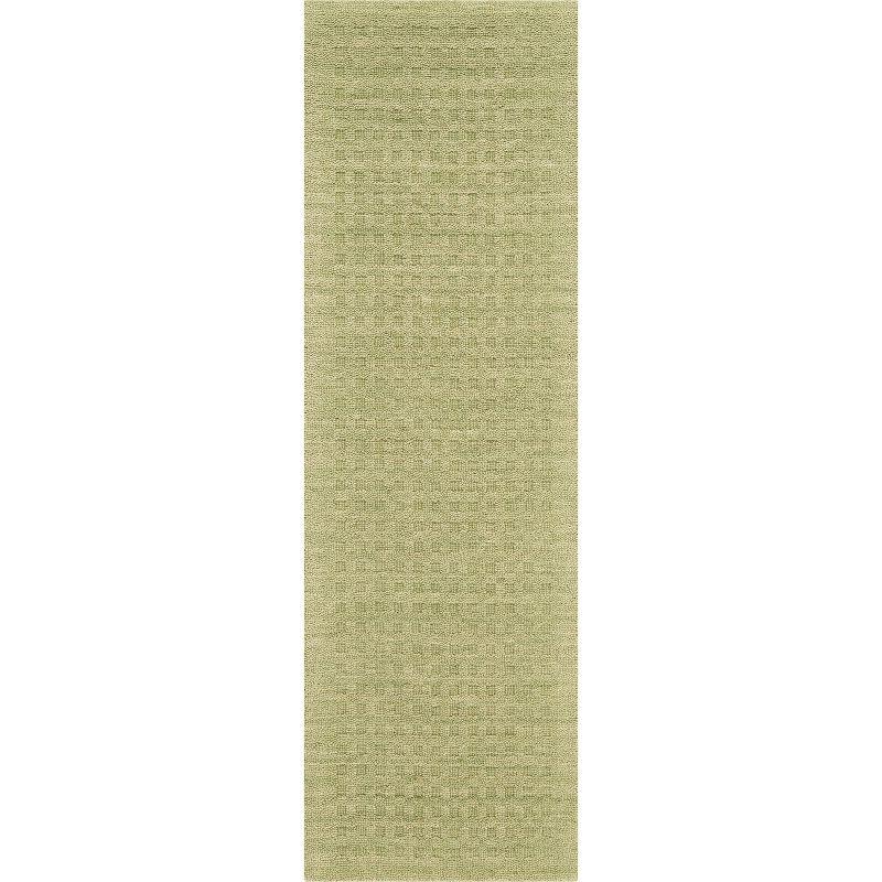 Lush Green Handmade Wool Runner Rug 27" x 9"