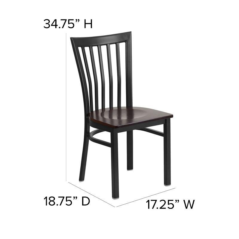 Elegant Black Steel and Walnut Wood Slat Side Chair