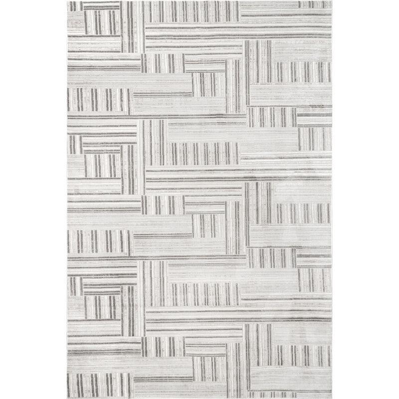 Reversible Abstract Synthetics Area Rug, 5' x 8', Gray