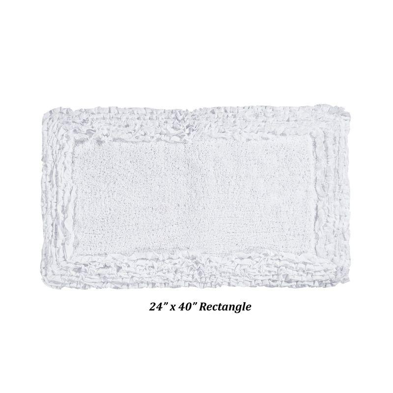 Better Trends Shaggy Boader 100% Cotton Tufted Non- Slip Backing 5 Pc (17"x24"|20"x20"|21"x34"|24"x40"|20"x60") Bath Rug Set - White