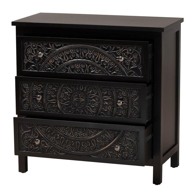 Baxton Studio Yelena Classic and Traditional Black Finished Wood 3-Drawer Storage Cabinet