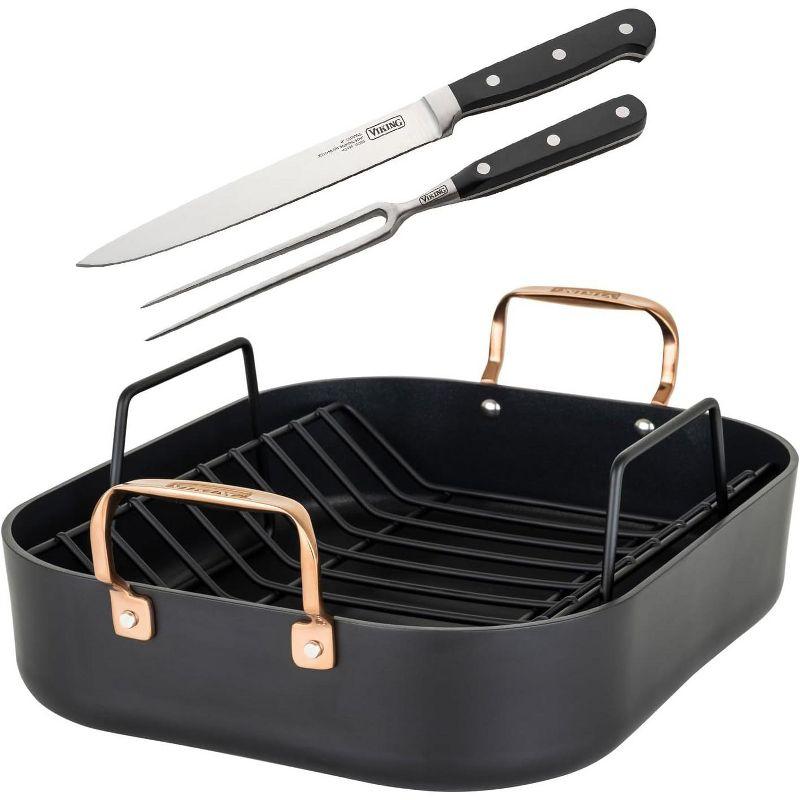 Viking Hard-Anodized Non-Stick 16" Roaster with Rack and Carving Set