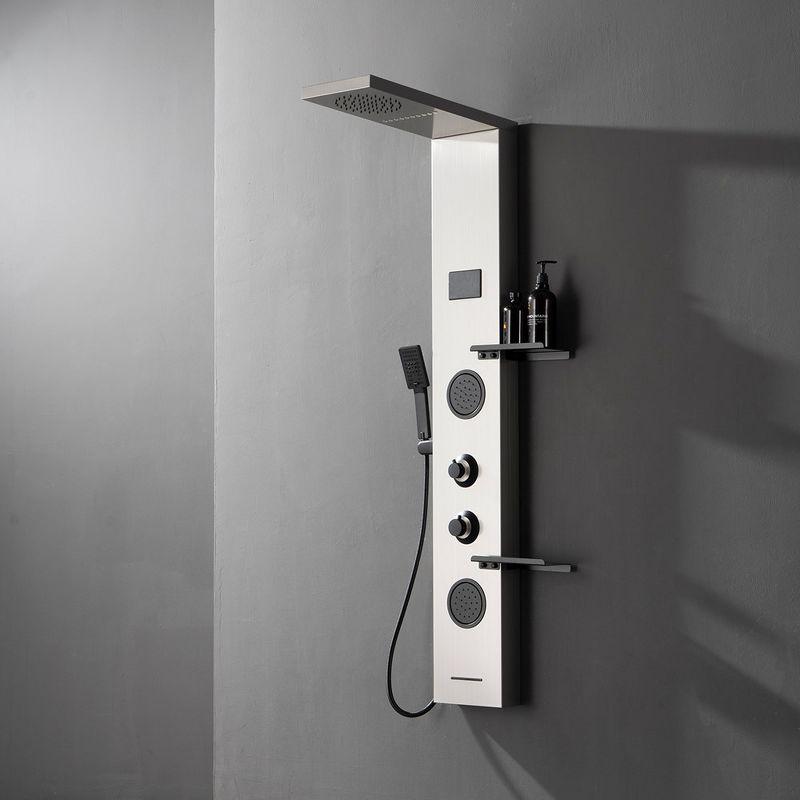 Stainless Steel 2-Jet Rainfall Shower Panel System with Shelf