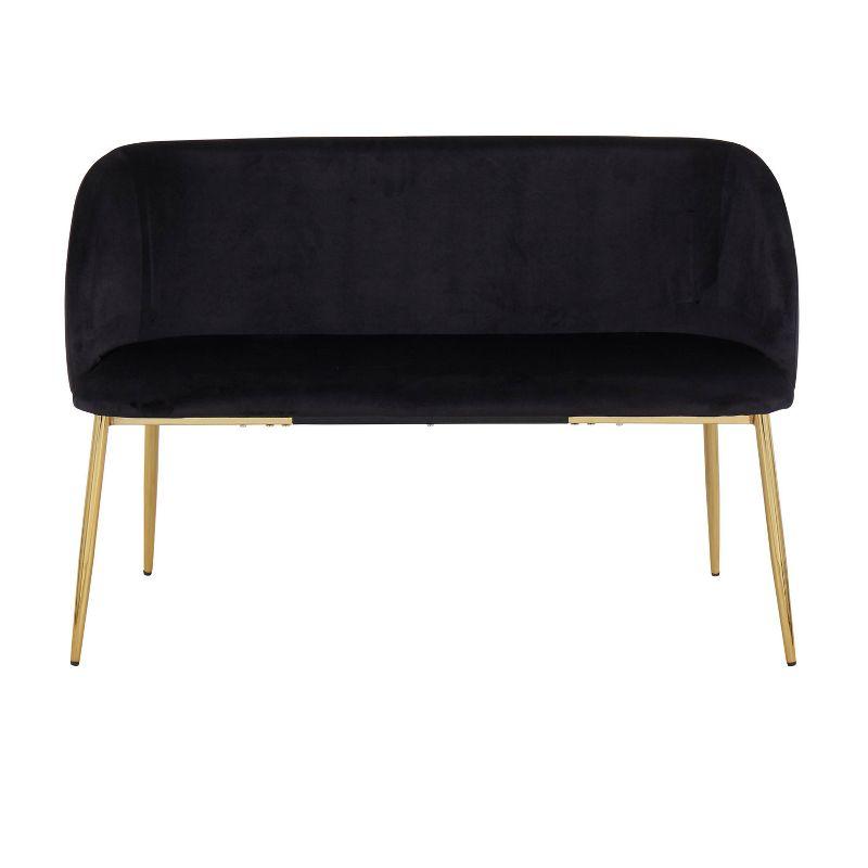 46" Fran Glam Bench Steel/Velvet Gold/Black - LumiSource: Upholstered Banquette with Padded Back