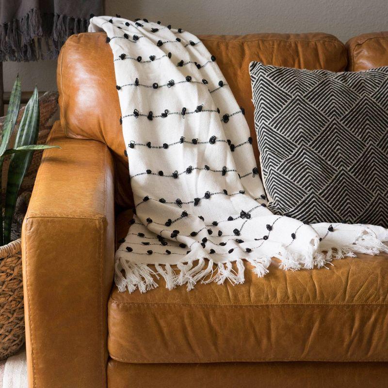 50"x60" Woven Loop Throw Blanket Off-White - Design Imports: Cotton, Hypoallergenic, Machine Washable