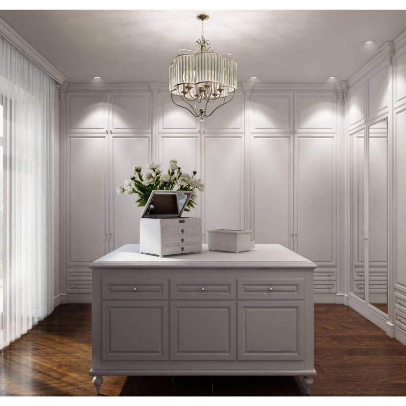 Vienna Full Spectrum Stella Antique Soft Silver Chandelier 22" Wide French Crystal Glass 6-Light Fixture for Dining Room House Foyer Kitchen Island