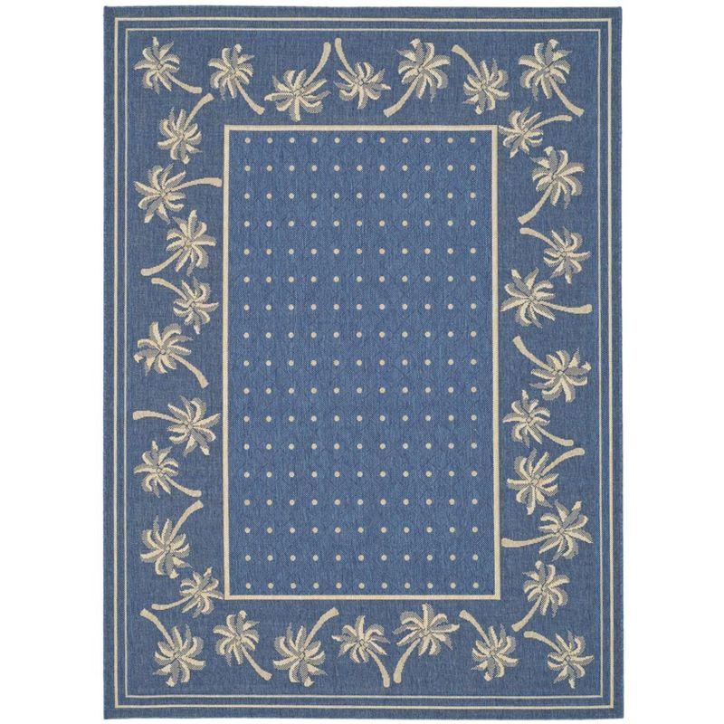 Blue Rectangular Synthetic Floral Outdoor Area Rug